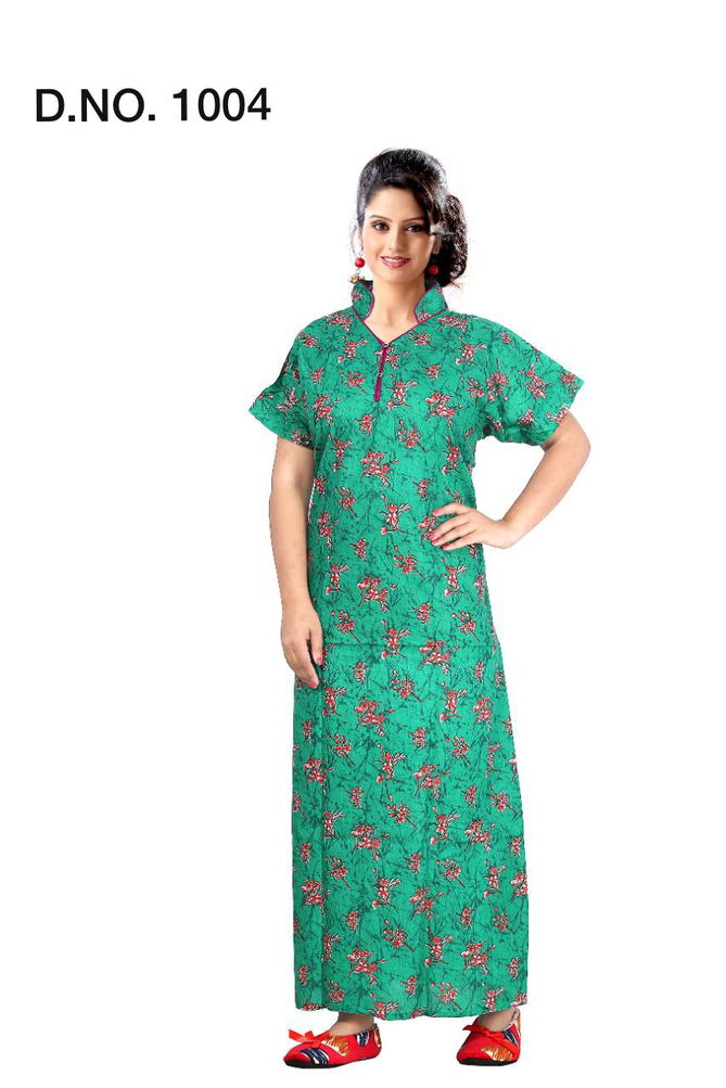 Ft 1004  Latest Collection Of Printed Pure Cotton Night Wear Gown Full Catalog